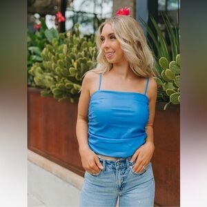 Buddy Love Jolee Leather Top in Blue